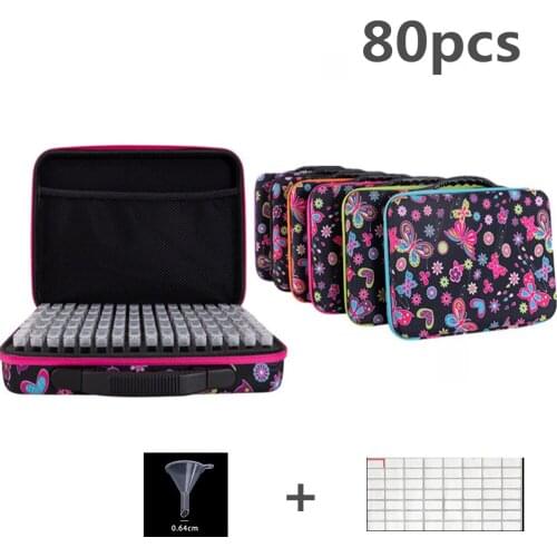 2021 New 80 Bottles Diamond Painting Boxes Accessories Container Storage Bag Box Carry Case Diamond Embroidery Tools Handbag