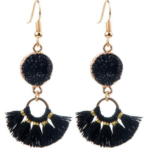 New Arrival Long Tassel Earrings For Women Black Pink Red Resin Crystal Dangle Drop Earrings Jewelry Wholesale
