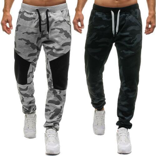 Wholesale 2019 spring autumn elastic waist sport joggers running camouflage fashion men patchwork Hole trousers man Camo pants