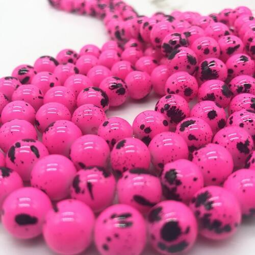 Wholesale 6 8 10 mm Beautiful Intarsia Glass Loose Spacer Charm Beads Pattern Making Bracelet Necklace Jewelry #13