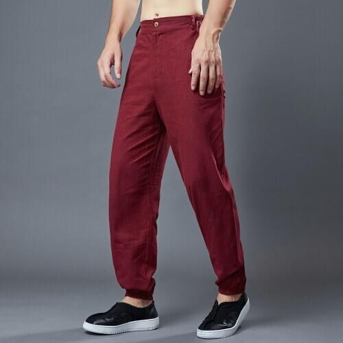 Autumn Men Sport Pant cotton Linen Loose Sweatpants Bloomers Running Jogger Fitness Gym Athletic Casual yoga Pant Activewear