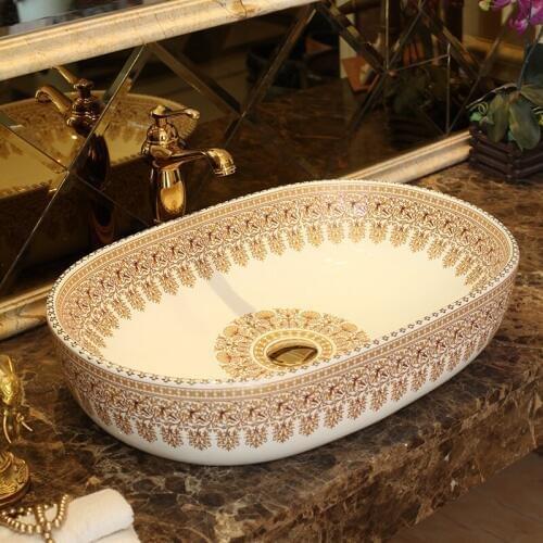 Oval Europe Style Handmade Countertop Bathroom Basin Bathroom Sink oval decorative porcelain Ceramic wash basin bathroom sink