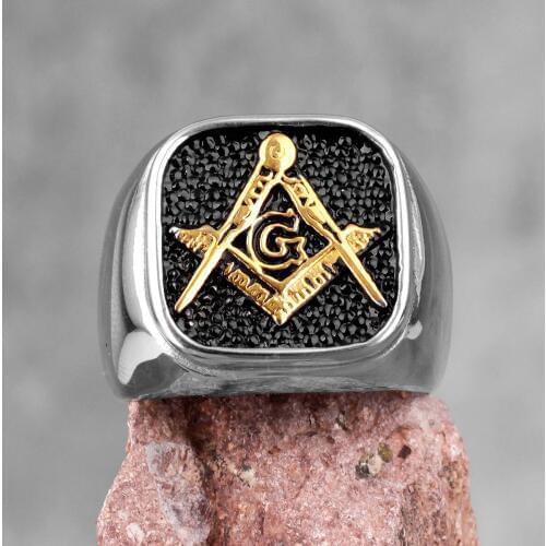 Retro Freemason Symbol Simple Charm Stainless Steel Mens Rings Masonic Templar for Male Biker Jewelry Creativity Gift Wholesale