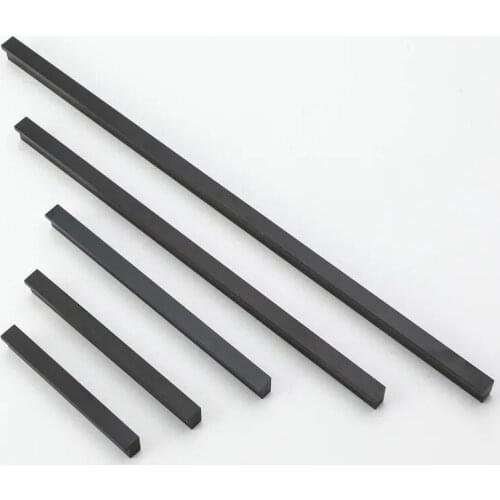 Top Quality Aluminium Alloy Flush Pull Flush Handle Cabinet Handle Drawer Pull Knobs Black Finish Hole Pitch 64mm 256mm