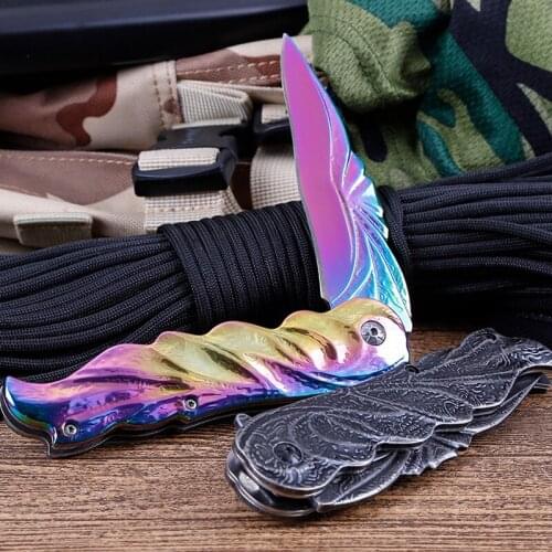 Damascus Steel Outdoor Folding Blade Knife Portable Camping Tactical Pocket Knife Quickly Opens sharp Rescue Knives Outdoor Tool