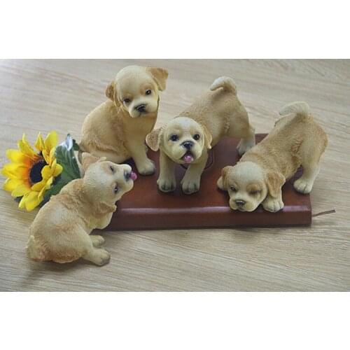 Resin dog puppy statues lovely dog pet model Figurines Miniature ornament furnishings sculpture home desktop decoration a0105