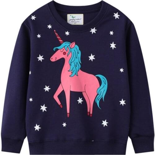 Jumping Meters New Arrival Unicorn Sweatshirts For Autumn Winter Stars Baby Clothes Cotton Hot Selling Sport Shirts Toddler Top