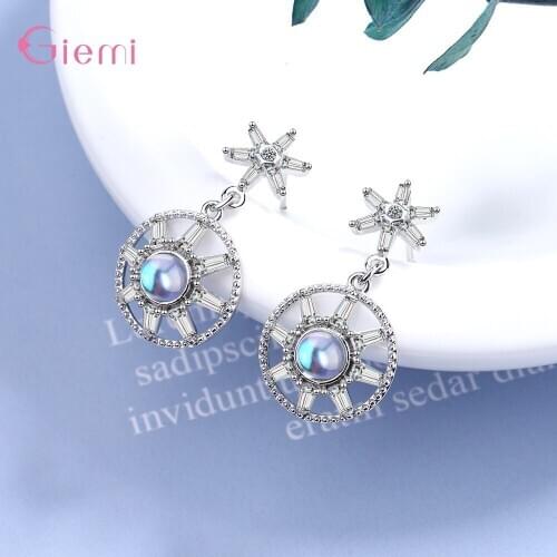 Trendy Big Circle Earring For Women Temperament 100% Real Silver 925 Round Earring Engagement Wedding Party Jewelry