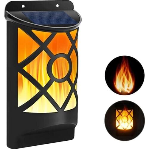 4pcs LED Solar Lamps Outdoor Light Sensor 96leds Flame Light Outdoor Waterproof for Garden Yard New Year Decoration Wall Lamp
