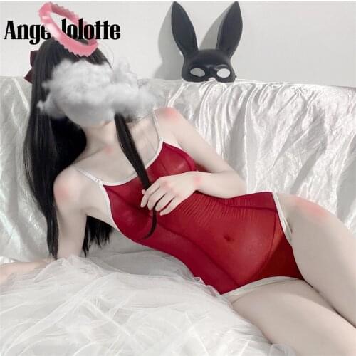 Japanese Sexy Anime Game Cosplay Costume Erotic Transparent Lingeire Bodysuit Sukumizu Women Underwear HIgh Cut Leotard Body Set