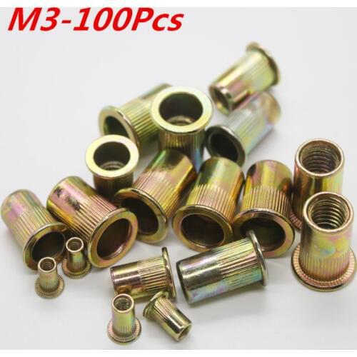 M3 Metric thread Carbon Steel Rivet Nut Rivnut Inserts Nut 100Pcs/Lot Free Shipping