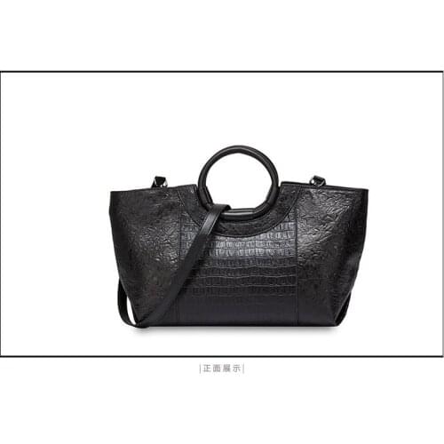 211 Genuine Leather Crocodile Pattern Women Large Capacity Handbag Casual Totes
