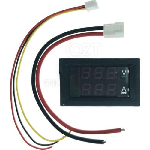 DC 0-100V 10A Digital Voltmeter Ammeter Dual Display Voltage Detector Current Meter Panel Amp Volt Gauge 0.28" Red Blue LED