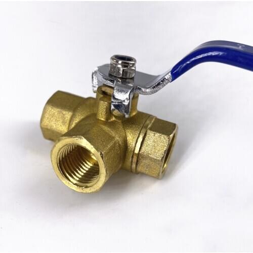1/4" 3/8" 1/2" 3/4" 1" BSP Female Thread Brass Full Port L-Port 3 Way Ball Valve Connector Adapter