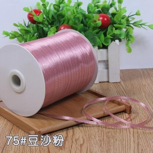 1/8''3mm Bean paste powder Single Face Silk Satin Ribbon Wedding Christmas gift wrap ribbons DIY Scrapbooking Supplies 10 meters