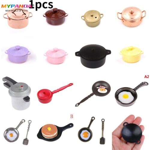 Dollhouse Miniature Kitchen Utensil Cooking Ware Play Kitchen Toy Pot Boiler Frying Pan Copper Pot Lid Doll House Accessories