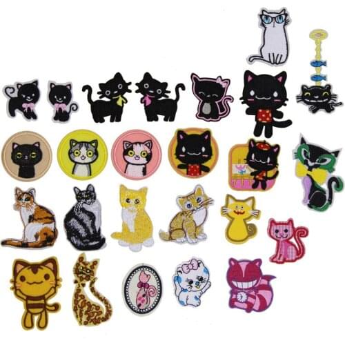 1 pcs cartoon cat animals embroidered iron on patches cloth accessories popular clothing bag hat Patches Appliques diy decor