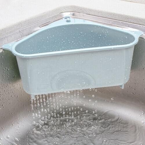1PC Triangle Storage Holder Sucker Washing Bowl Sponge Drain Shelf Kitchen Rack