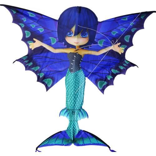 2020 New kids Kites Mermaid For Girl Boys Animal Cartoon Toy kites Children Long Tail Outdoor Flying kites Spring Creative Gift