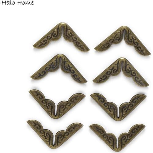50 Piece Antique Bronze Plated Carving Book Scrapbooking Albums Folders Box Bags Metal Corner Protectors 30x21mm(1 1/8"x6/8")