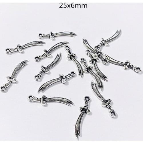 60pcs Fashion Pendant Charms For Dagger Knife MenWomen Necklace DIY Handmade Earring Accessories Finding Jewelry Making Supplies