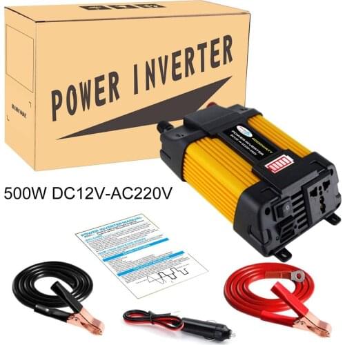 500W Car Power Inverter LED Voltage Capacity Display Transformer Converter 12V To 110V/220V Dual USB Inverter ForCar Appliances