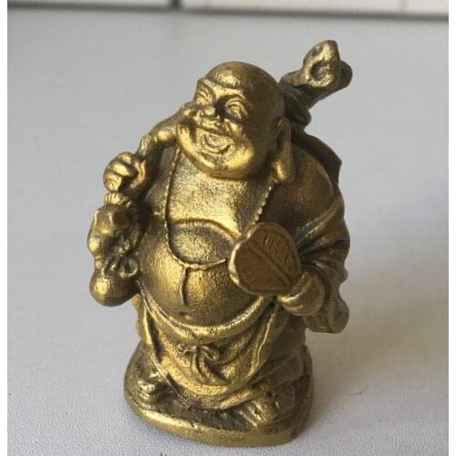 Free Shipping 5cm Chinese Collect Seiko Bronze Wealth Maitreya Buddha Statue
