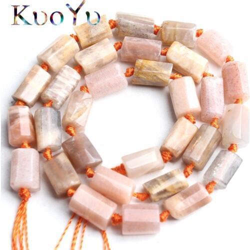 8x11mm Natural Faceted Sunstone Beads Cylinde Shape Loose Spacer Beads For Jewelry Making DIY Bracelet Accessories 15"Strand