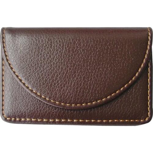 Magnetic Lock Faux Leather Business Card Case ID Card Holder Bag Wallet Pocket Men & Women Card Book Organizer Lichee Pattern