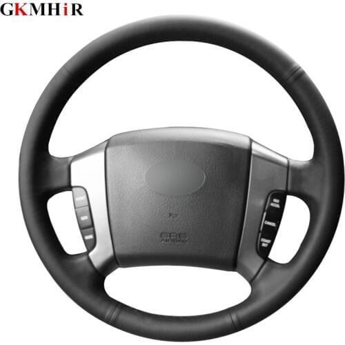Black Artificial Leather DIY Hand-stitched Car Steering Wheel Cover for Kia Sorento 2004 2005 2006 2007 2008