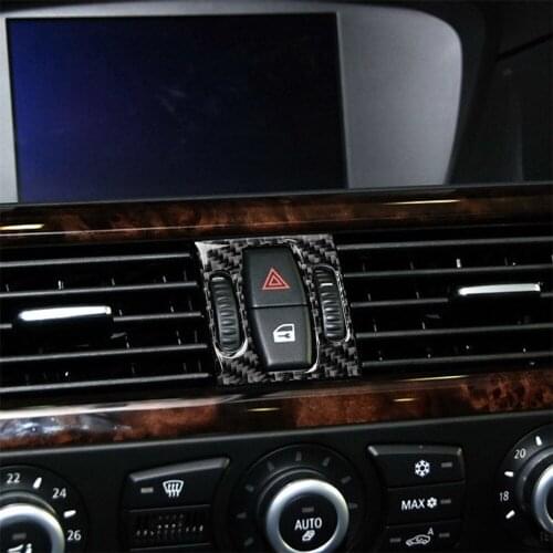 Carbon Fiber Interior Front Air Conditioner Outlet Decorative Frame Cover Trim for BMW E60 Decoration Sticker Car Accessories