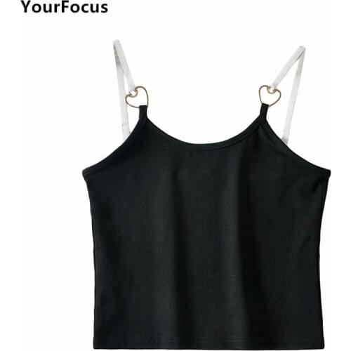 Kawaii Sexy Cute Cami Y2k Top Pink Black Heart Corset Top Short Tight Crop Tops Women Haut Femme