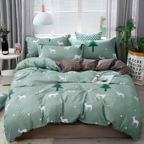 American Style Bedding Set AB Side Bed Set Super King Size Bed Linens Cartoon Forest Fawn Duvet Cover Set Home Women Bedclothes