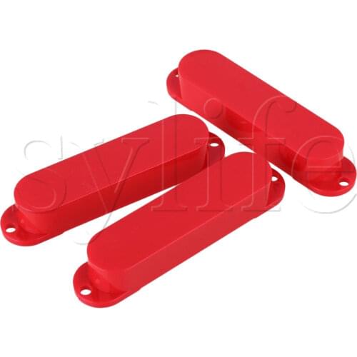 3xSmooth Red Solid Plastic No Hole Single Coil Pickup Cover for Electric Guitar