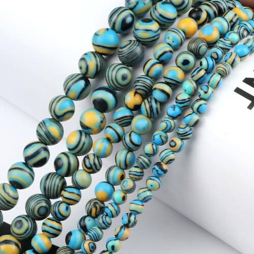 Natural Blue Malachite Round Loose Stone Spacer Beads for DIY Necklace Bracelets Jewelry Making Accessories 4 6 8mm Wholesale