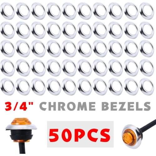 Mayitr 50pcs 3/4" 304 Stainless Steel Round Chrome Bezels for Truck Trailer Led Marker Light Cover DIY Parts
