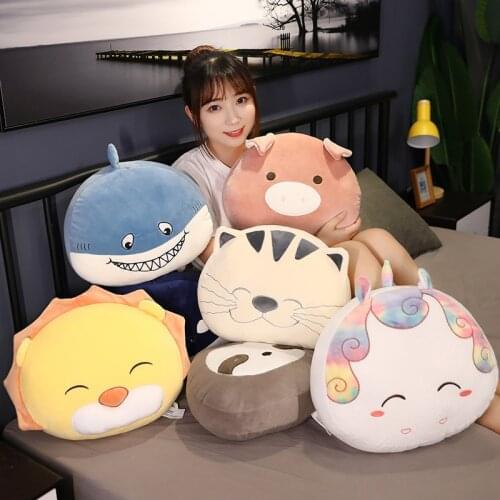 Cartoon Animal Stuffed Sofa Cushions Plush Pillow Hugs Kawaii Desk Chair Cushion Home Decor Decorative Pillows for Kids Bedroom