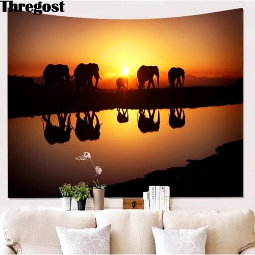 Elephant Printed Wall Tapestry for Home Decoration Wall Hanging Beach Throw Towel Beach Blanket and Mat Large Size Tapestry Art