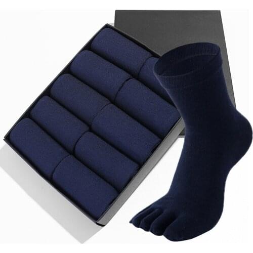 10 Pairs Cotton Black 5 Fingers Socks Man Set Autumn Novelty Deodorant Prevent Bacterial Infection Socks With Toes Men Supply