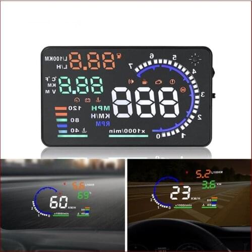 OHANEE 5.5'' A8 HUD Car head up display OBD II EUOBD LED Windscreen Project Alarm System on-board OBD scanner Universal auto