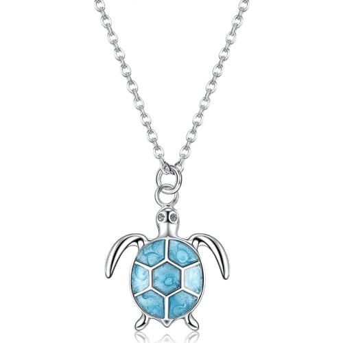 SILVERHOO S925 Sterling Silver Trendy Chain Necklace For Women Sea Turtle Shaped Necklaces Fine Jewelry Valentine Day Gifts
