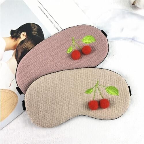 Sleeping Eye Mask Double-Side Shading Eyepatch Mask Cover 3D Soft Plush Cartoon Cherry Blindfold Travel Shade Rest Aid Eyepatch