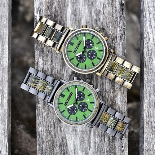 Relogio Masculino BOBO BIRD Wood Mens Watches Top Brand Luxury Brand Stylish Chronograph Military Watch Great Gift for Man OEM