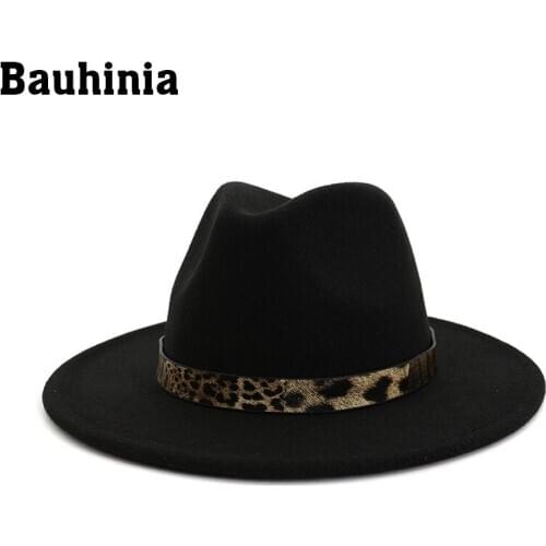 Bauhinia New Vintage Fedora Men Wool Wide Brim Top Hat Witner Autumn for Woman Chapeau Hat