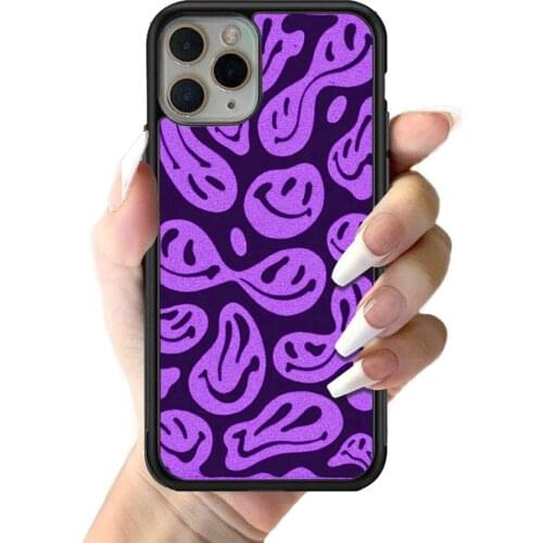 Purple trippy smiley face Phone Case for iPhone 12 mini 11 pro XS Max X XR 6 7 8 plus SE20 High quality TPU silicon cover