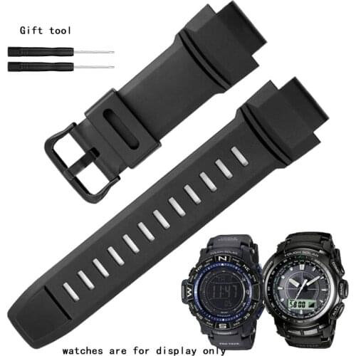 Replacement Belt For Casio PRG-260/270/500 PRW-3500/2500/5100/2000 Rubber Watch Strap 18mm Convex Black Bracelet