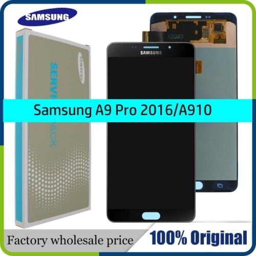SUPER AMOLED 6.0" AMOLED Display for SAMSUNG Galaxy A910 LCD Screen Touch Digitizer 2016 A9 Pro A9100 LCD Display Replacement