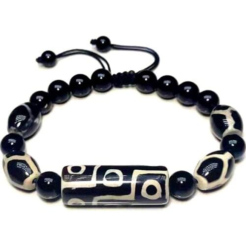 Tibet Agate Dzi Beads 9 Eyes/Longevity Tortoiseshell Dzi Black agate bead weave Bracelets for Men & Women Free Shipping