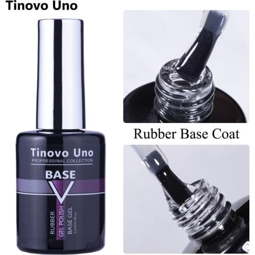 Tinovo Uno Rubber Base Coat UV Gel 12ml Thick Strong Gel Nail Polish Semi Permanent LED Lac All for Manicure Lak Salon Quality