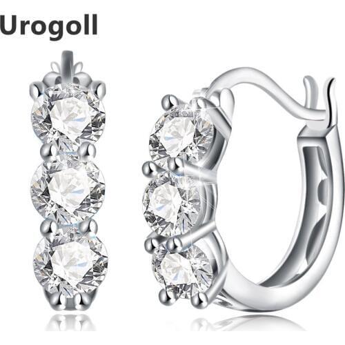 Real 925 Sterling Silver Earrings For Women Fine Jewelry Fashion Silver 925 Jewelry Clear Zirconia Stud Earrings Brincos Bijoux